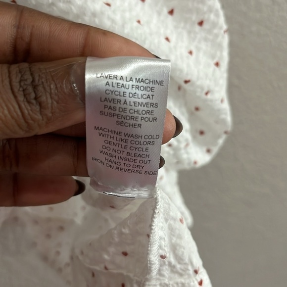 Mini P Girls Youth White Red Hearts Ruffle Collar Short Sleeved Sz 7Y Classic - Picture 5 of 10